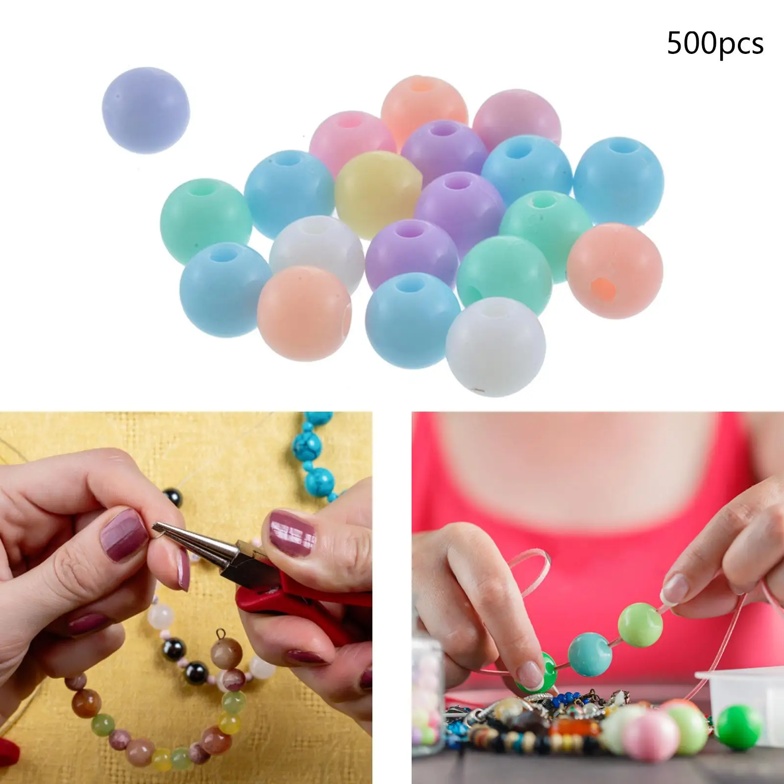 Acrylic Beads 6mm Pastel Round DIY Spacer Bead Kit for Jewelry Making Bracelets Crafts Accessories