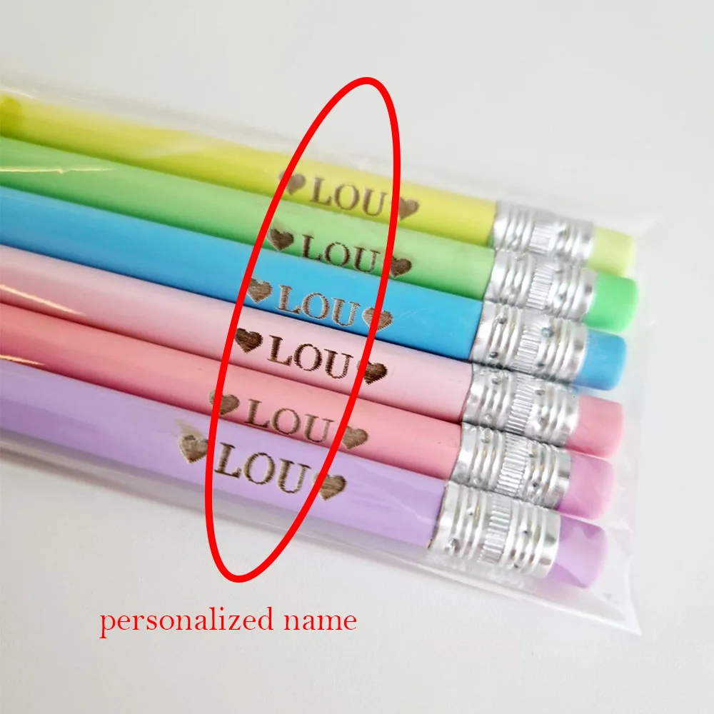 10 pcs Personalised name laser custom engraved pencils case case back to school for party home decoration supplies favors funny