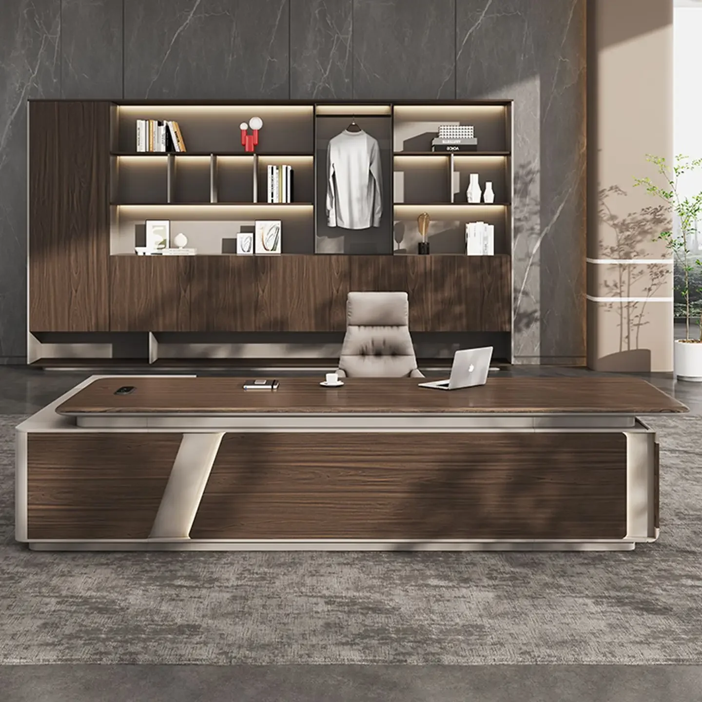 Office boss table light luxury high sense, simple modern high-end manager office president rectangular table