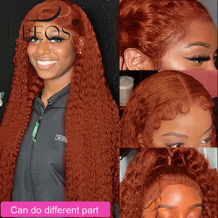 Glueless Ginger Orange 13x6 Real HD Lace Front Wig Water Wave 5X5 HD Closure Human Hair Wigs Pre-everything Knots Ready To Wear