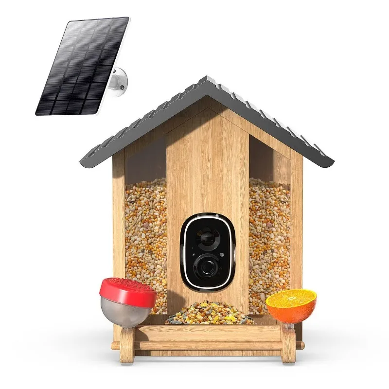 Wooden new smart bird feeder high definition waterproof camera mobile APP real-time bird watching