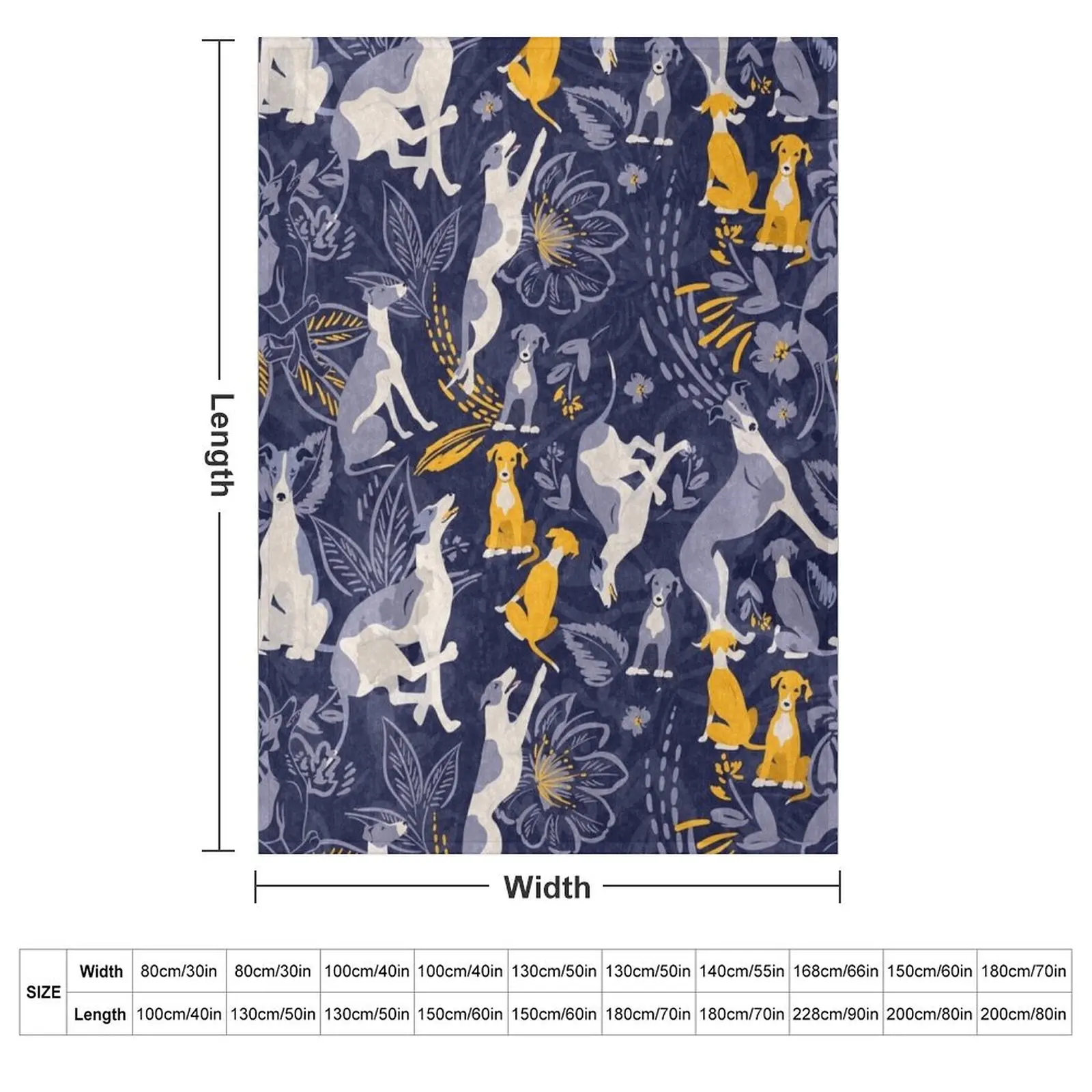 Greyhound midnight blue and yellow pattern Throw Blanket Bed christmas decoration Plaid Furrys Travel Blankets