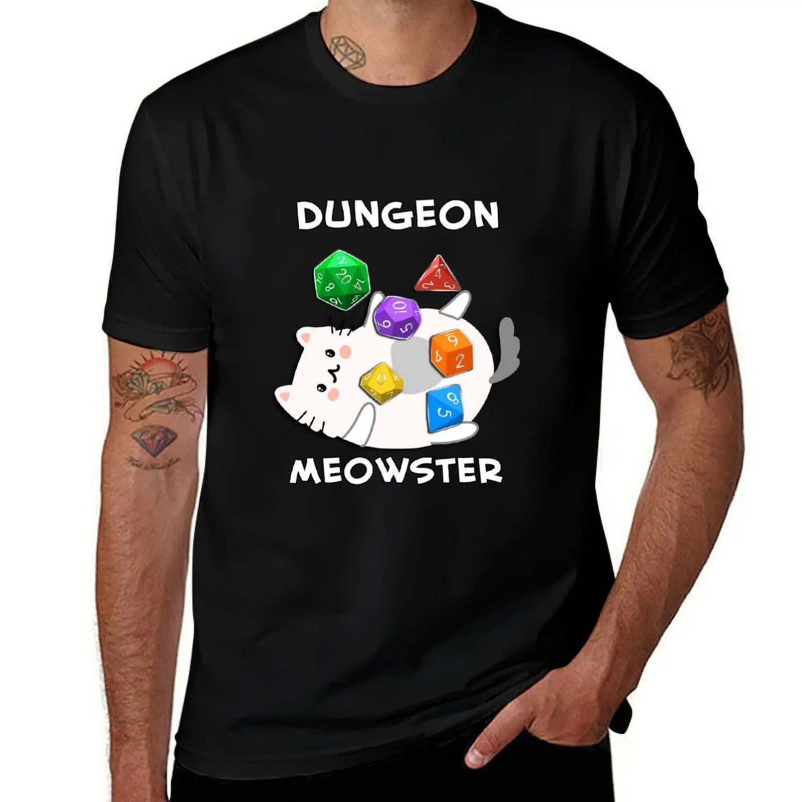 Dungeon Meowster Dungeons and Dragons Rainbow Dice Dungeon Master T-Shirt cute tops T-shirts oversize mens tall t shirts