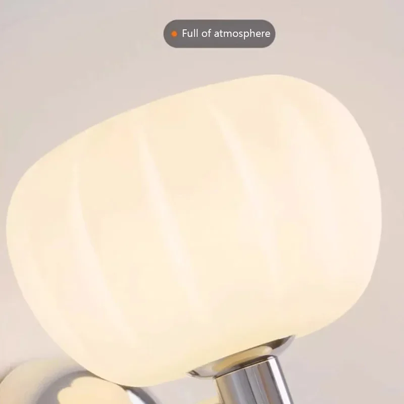 Modern Design LED Wall Lamp Cream Style Pumpkin Lamp for Bedroom and Study Living Room Hallway Dining Room