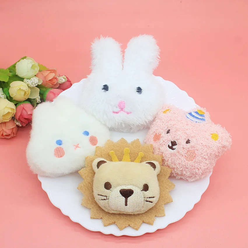 Plush Fur Rabbit Brooch Pins For Women Korean Pompom Ball Lion Bear Bag Collar Jewelry Gifts for Kids Girls