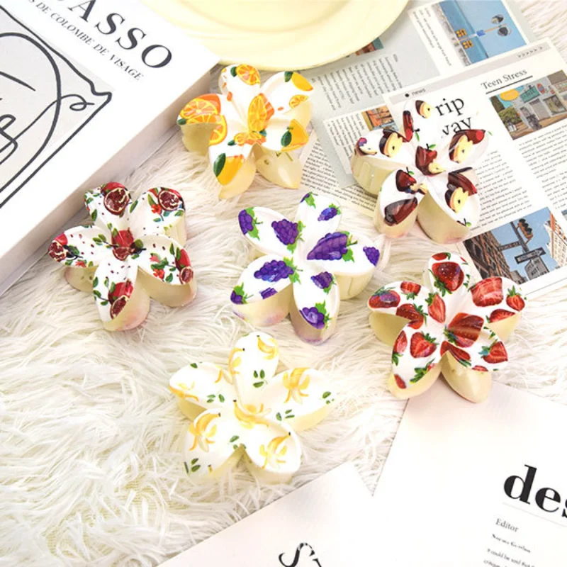 New Small Fresh Fruit Egg Flower Grab Clip Female Back Head Hair Disc Shark Clip Flower Hair Accessories Hairpin