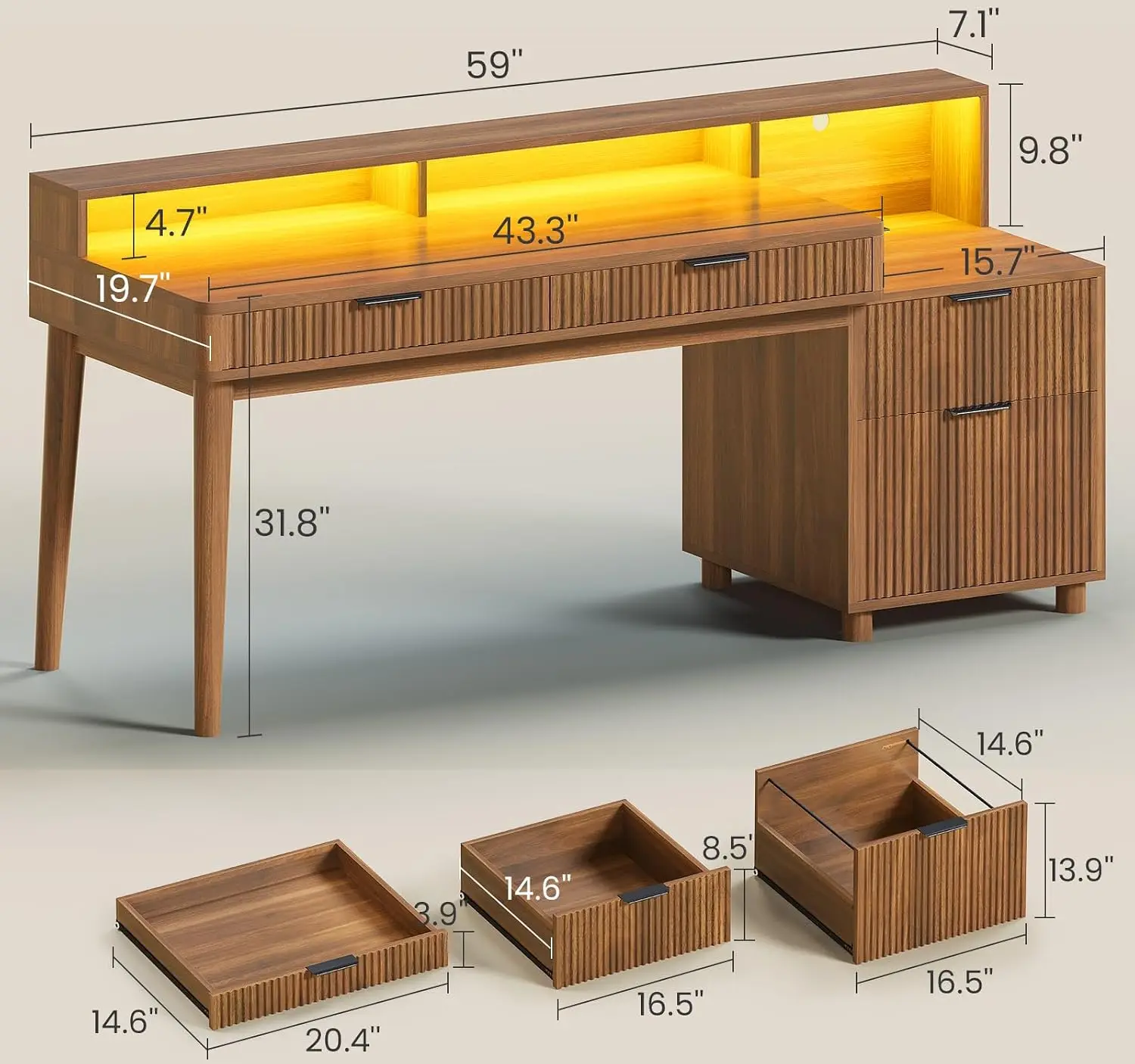 Office Desk 4 Drawers 59