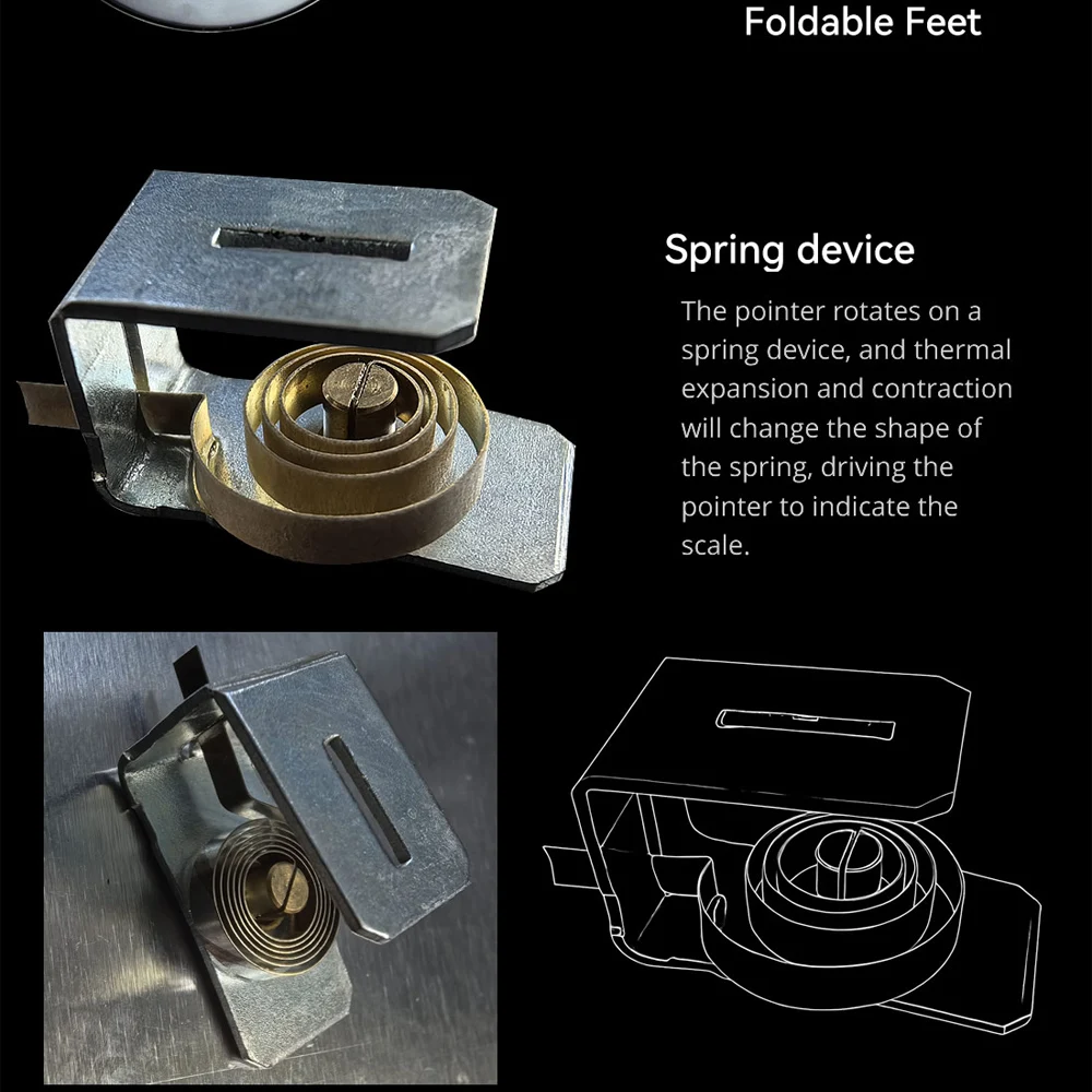 Mechanisches Thermometer-Hygrometer mit Metallgehäuse, keine Batterie erforderlich, Temperatur- und Feuchtigkeitsmesser für Innenräume, Badezimmer, Sauna & Dampfbad – Detail 21