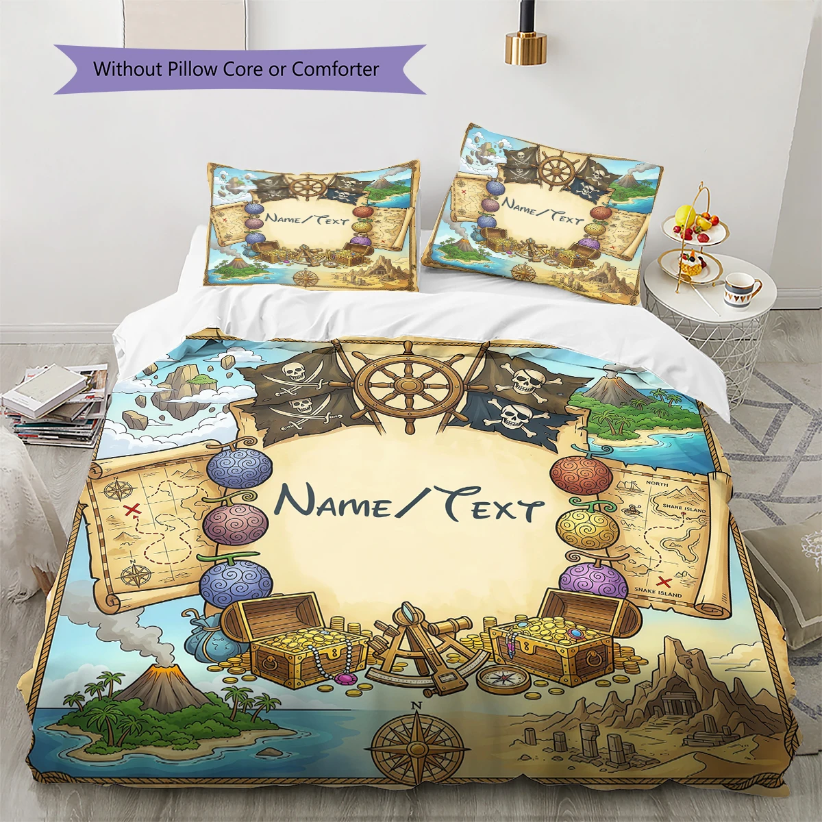 Custom Name One Piece Puzzle Soft Duvet Cover, Comfortable Sizes Available Print (1 Duvet+2 Pillowcases No Core), Sizes -HE78