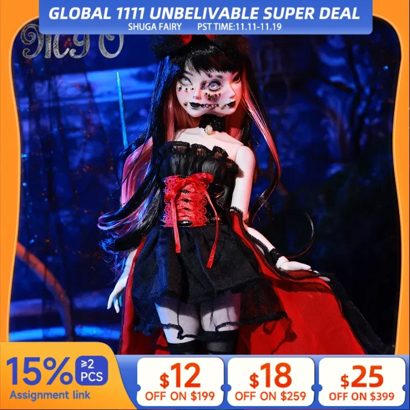 

Mio BJD 1/4 boys Shuga Fairy Double ghost face Fullset Hand Made Face Makeup Resin Material Artist Dolls