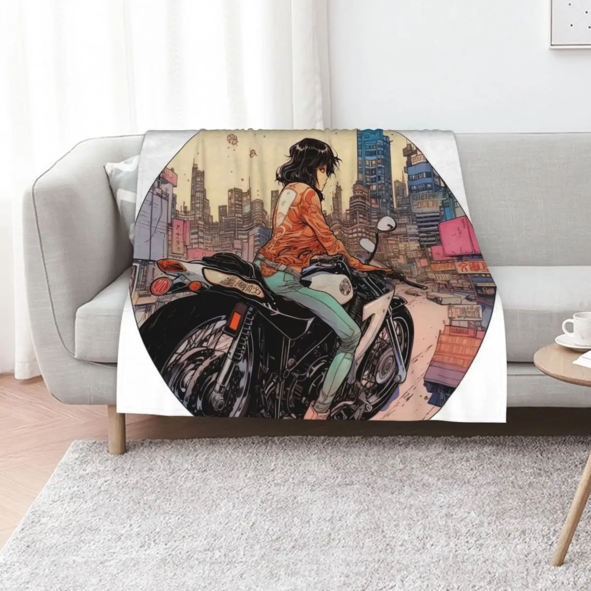 

Anime Bike Woman sticker Throw Blanket Custom Bed Summer Beddings Extra Large Throw Blankets