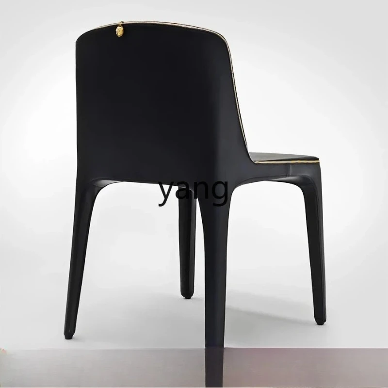 LH  Modern Simple Leather Art Dining Chair Home Fully Enclosed Backrest Comfortable Ergonomic Leather Chair