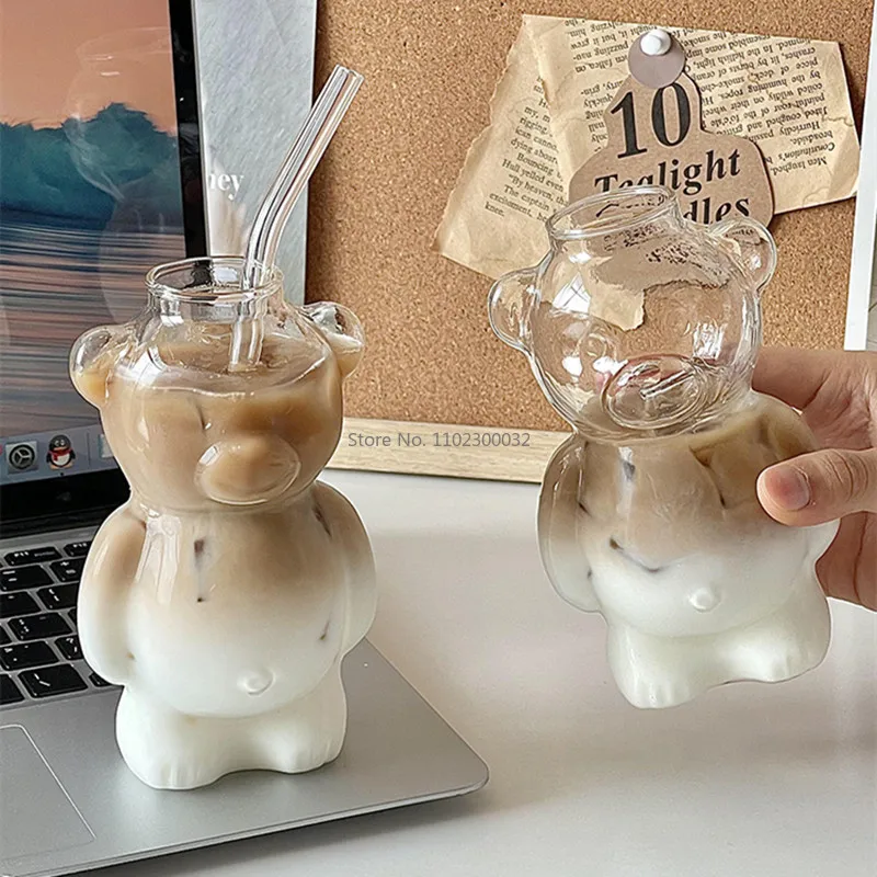 

Creative Ins Bear Glass Cup Coffee Latte Cup for Girlfriends Female Birthday Gift High Value Cute Heat Resistant Retro Milk Jug