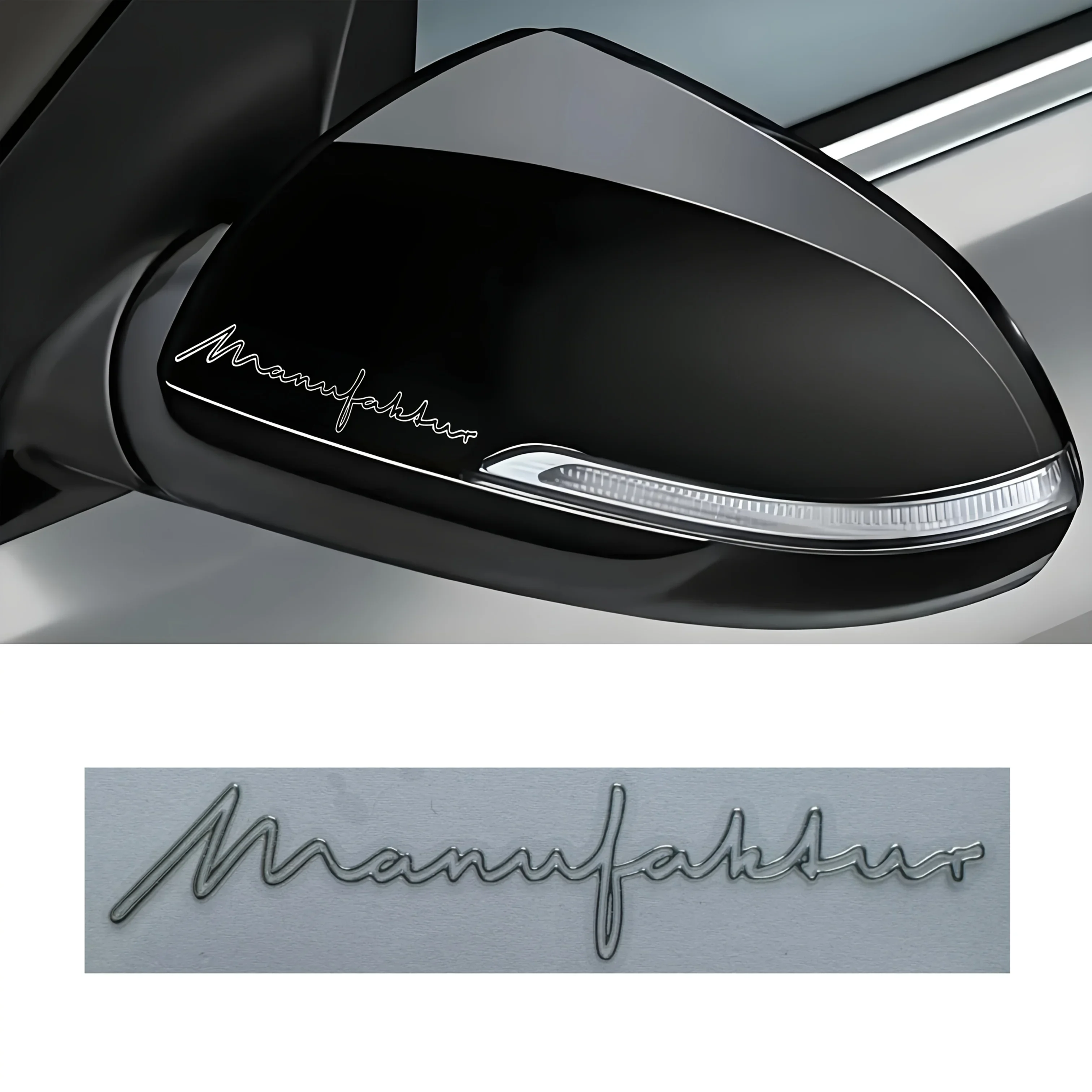 2PCS/SET Car Motorcycle "Manufaktur" Sticker, Stylish Script Pattern, Personalized Auto Moto Exterior & Interior Accessory