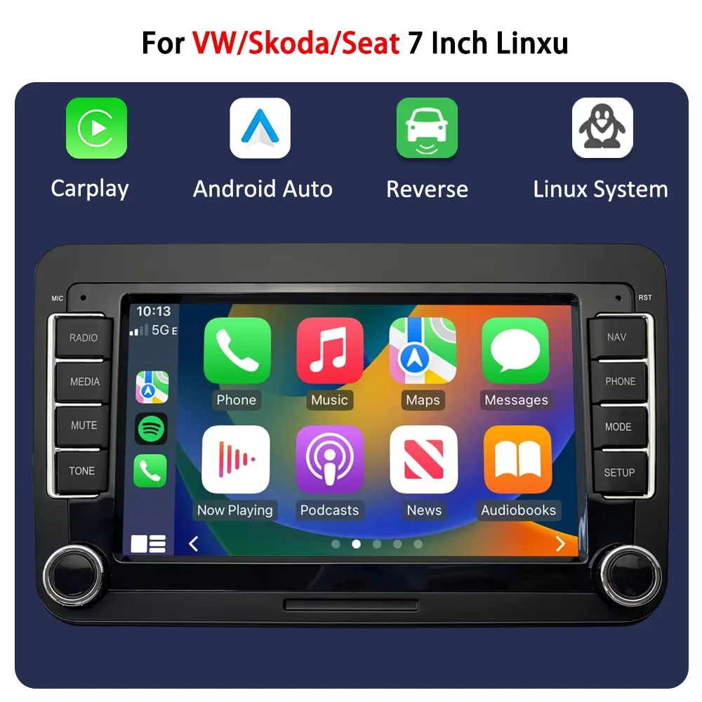 7“ Linux Multimedia Scherm Draadloos CarPlay Android Auto Voor Volkswagen VW Passat B6 B7 T5 Tiguan Touran GOLF POLO BT Autoradio