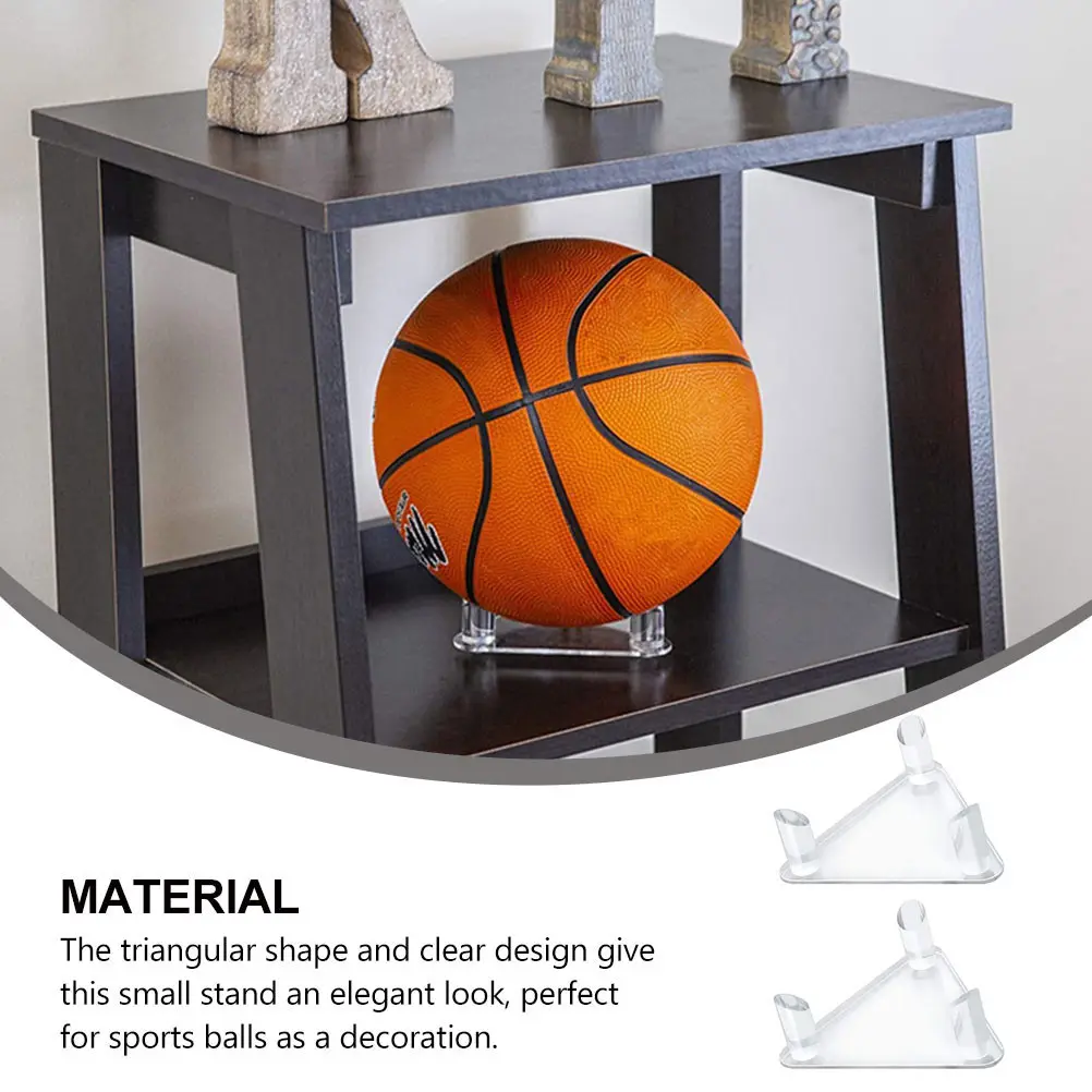 

4Pcs Acrylic Ball Stand Holder Sports Storage Display Rack for Rugby Clear Triangular Design Space Saving Ball Display Rack