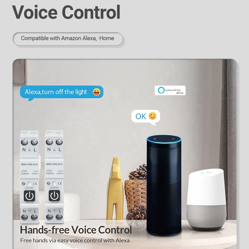 Smart-TUYA 63A 1P+N Zigbee Smart Circuit Breaker With Metering Smart Home Wireless Remote Control Smart Life Alexa Home