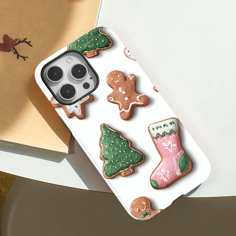 Fcicicase Phone Case For iPhone 17 Air 14 15 Plus 16 Pro Max 13 12 11 For Magsafe Magnetic Christmas Socks Tree Pattern Cover