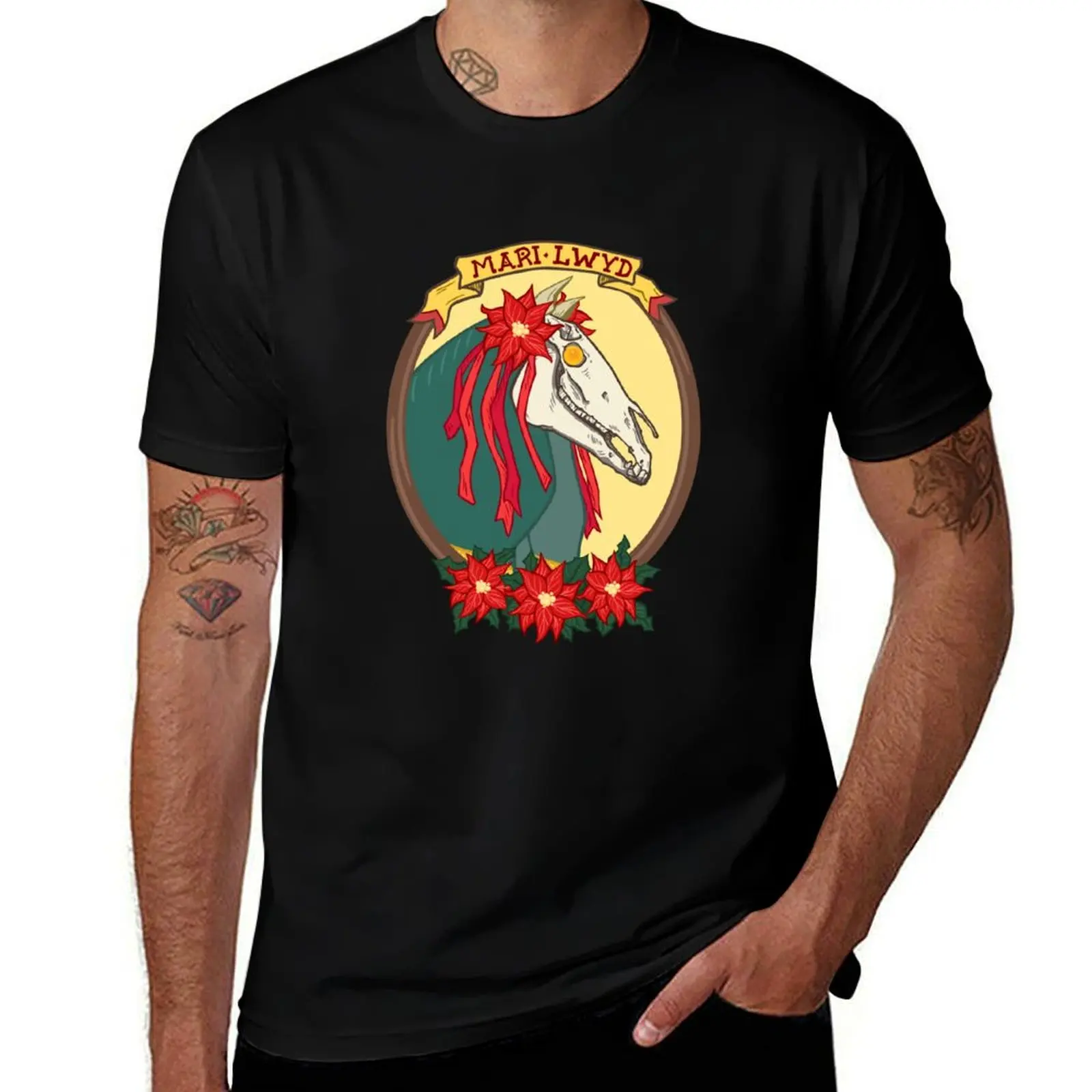 

Mari Lwyd Christmas T-Shirt Basic Breathable Solid Color T-Shirt