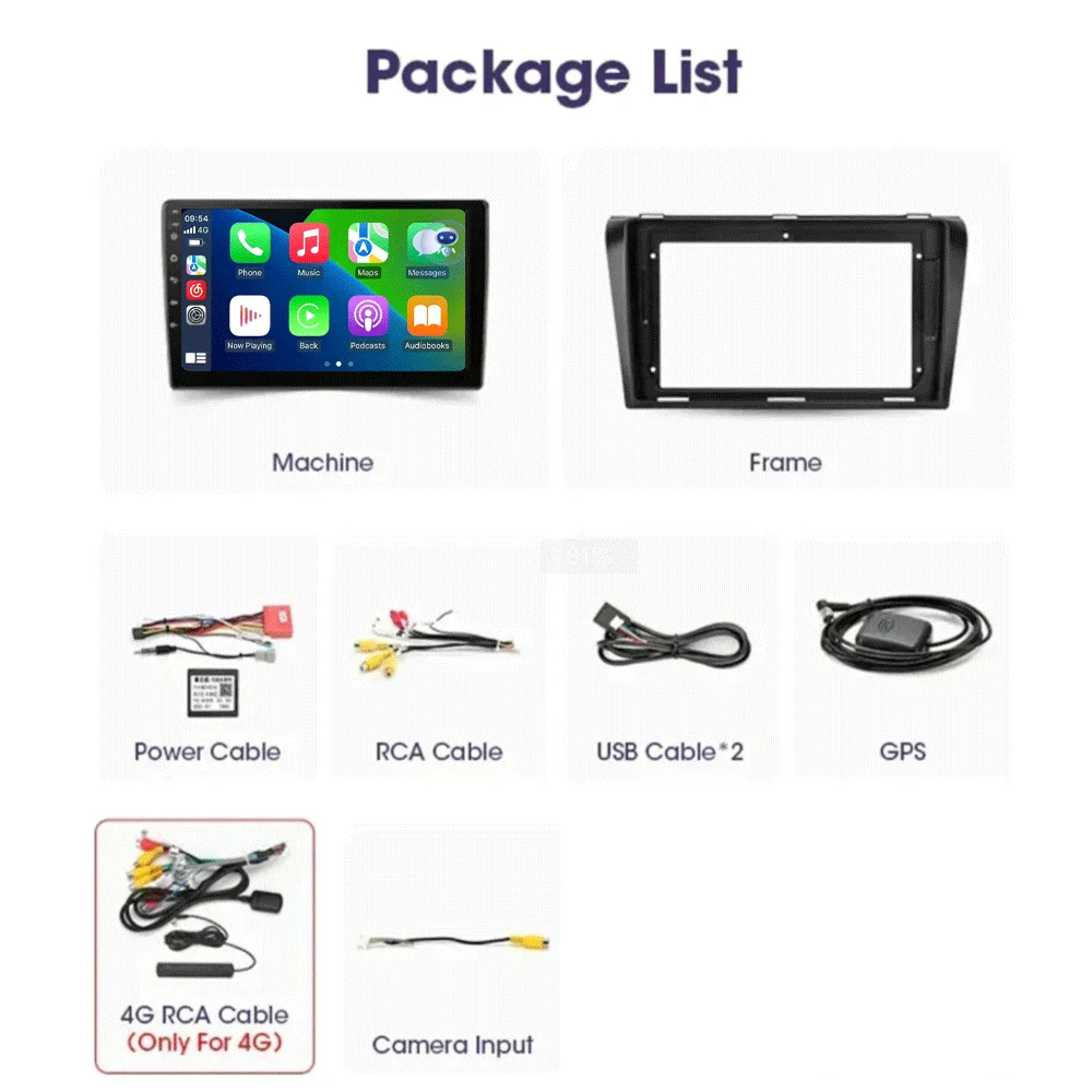 Android 16  video Player Car Radio For Mazda 3 2004 - 2009 2din with BOSE Multimedia Carplay Stereo GPS Head Unit WIFI+4G