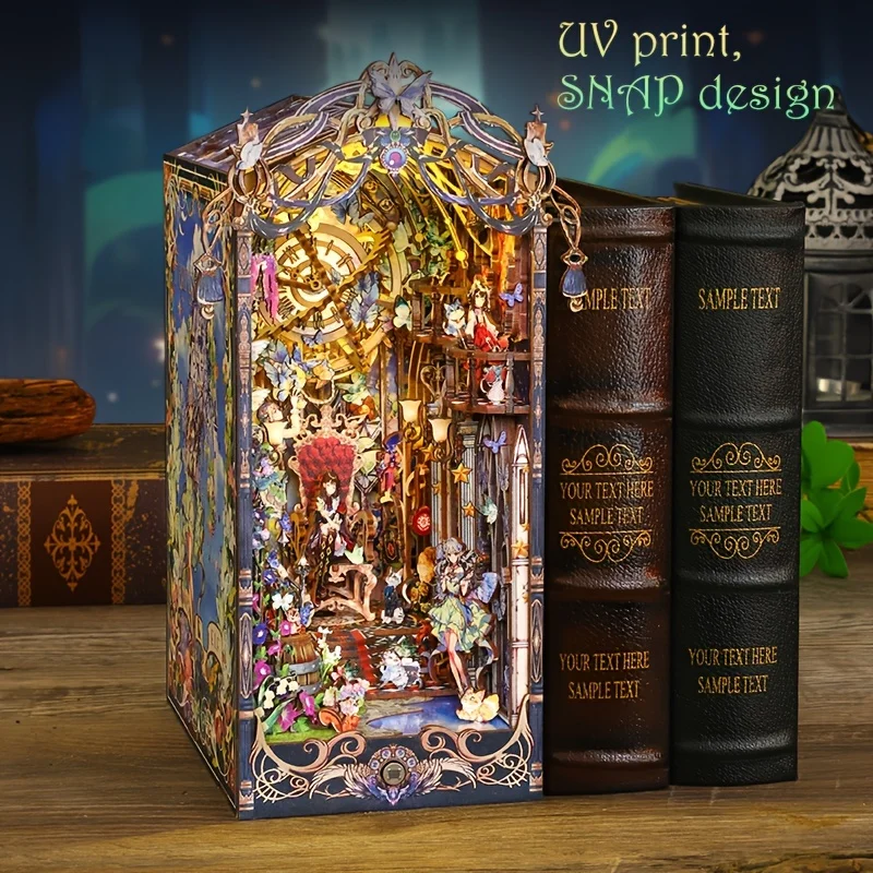 

Handcrafted Elf Book Nook - Miniature Wooden Fantasy DIY Kit, Enchanted Bookshelf Decor for Fairy Tale Lovers & Cottagecore Fans