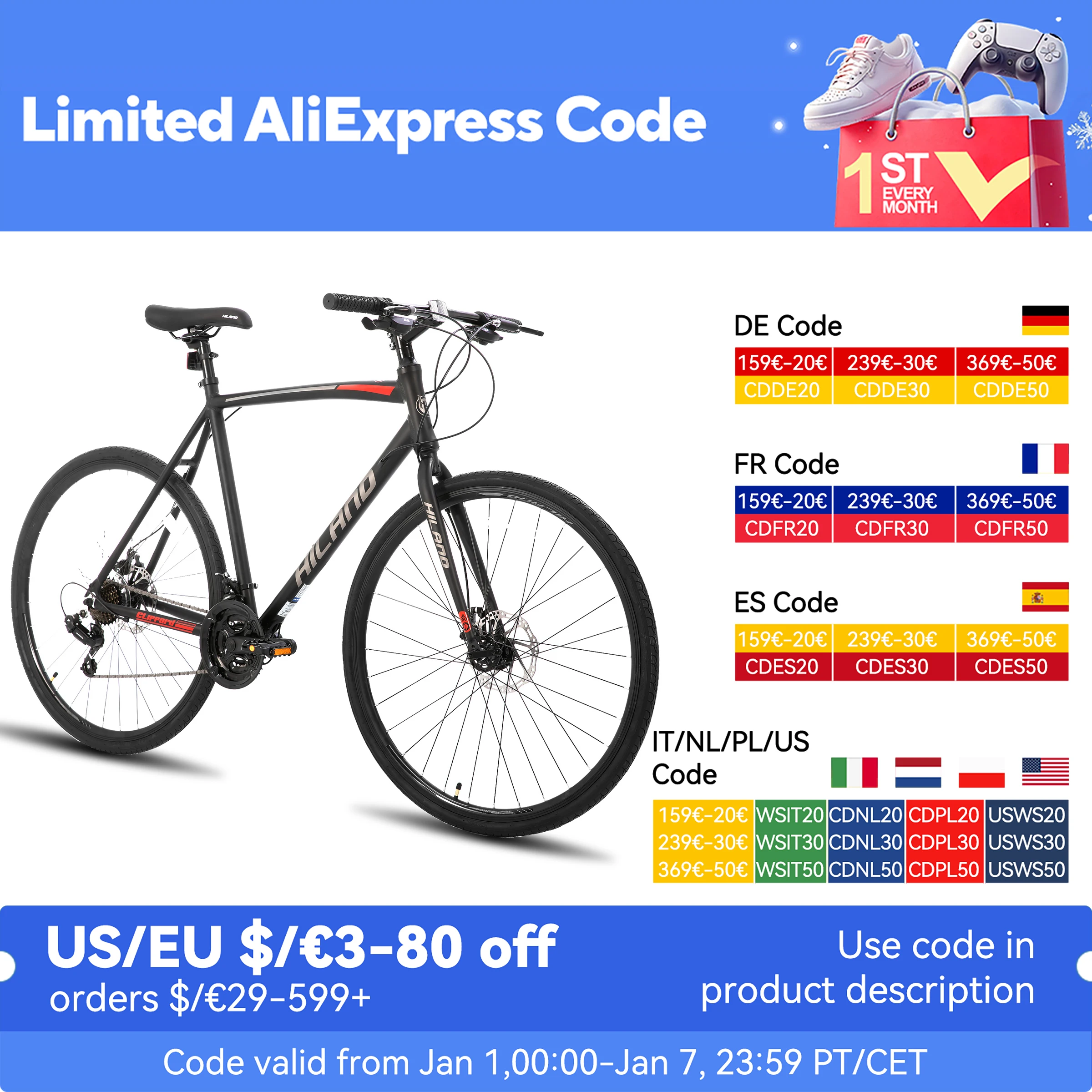 HILAND 700c Road Bike, 14 Speeds, Light Weight Aluminum Frame, Racing Bike City Commuting Road Bicycle for Men Women