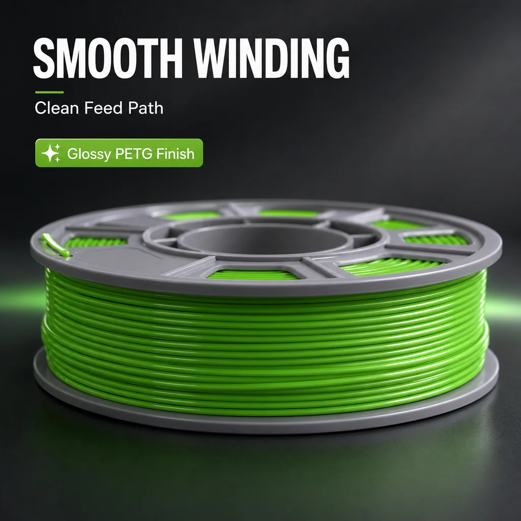 PETG 3D Printer Filament 1.75mm, 300g Compact Spool Fluorescent Green, Dimensional Accuracy +/- 0.03mm, Smooth Feeding for FDM Printers