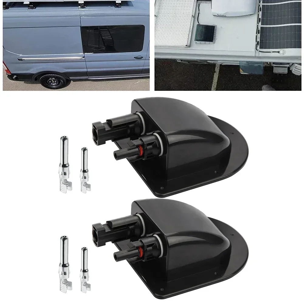 Solar Panel Double Hole Wire Cable Entry Gland Sealing Box Curved Cable Connector Waterproof For RV Caravan Motorhome Boat