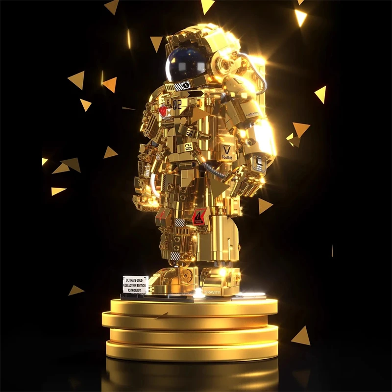 

Semi-mechanical space astronaut building blocks golden collector's edition puzzle assembled character model toy birthday gift