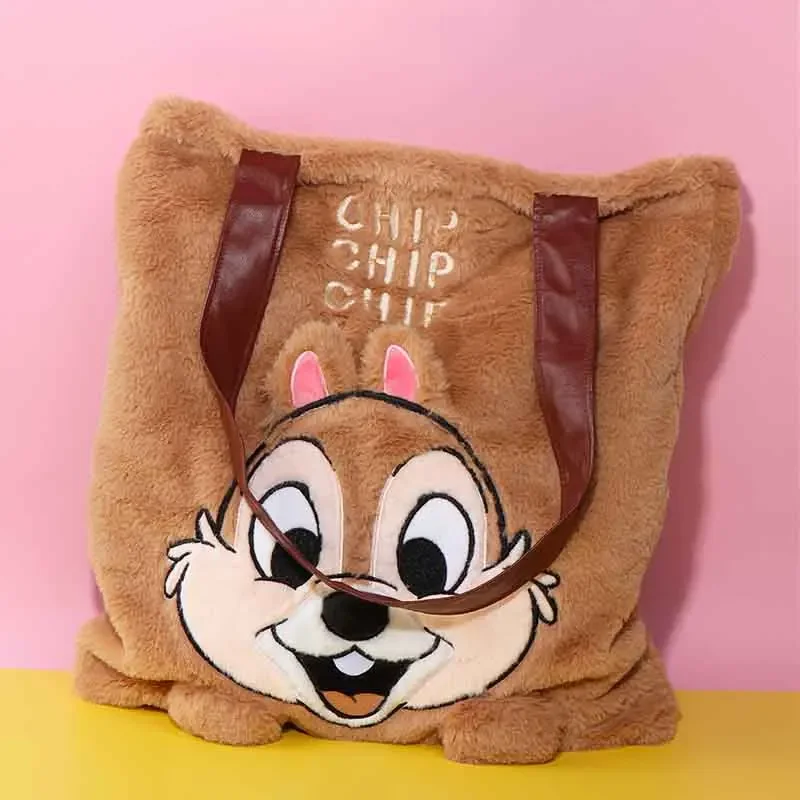 Disney Anime Figure Cartoon Dale Chip Plush Doll Large Capacity Shoulder Bag Kawaii Cute Storage Handbag Shopping Bags Girl Gift