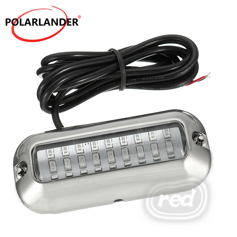 IP68 LED Underwater Boat Light 10-30VDC Red 1200LM 90° Beam for Yacht Marine Pool`