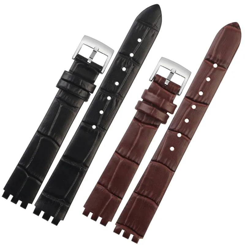 12mm Strap for Swatch Genuine Calf Leather Watch Band YSS306/LP131/LW143/LK292G Stainless Steel Clasp Women Business