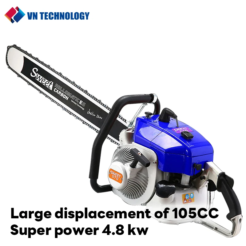 4.8KW 105CC Large Chainsaw Two-stroke Logging Saw Icebreaker Gasoline Saw Aluminum Alloy Material Arborist Cutting Household