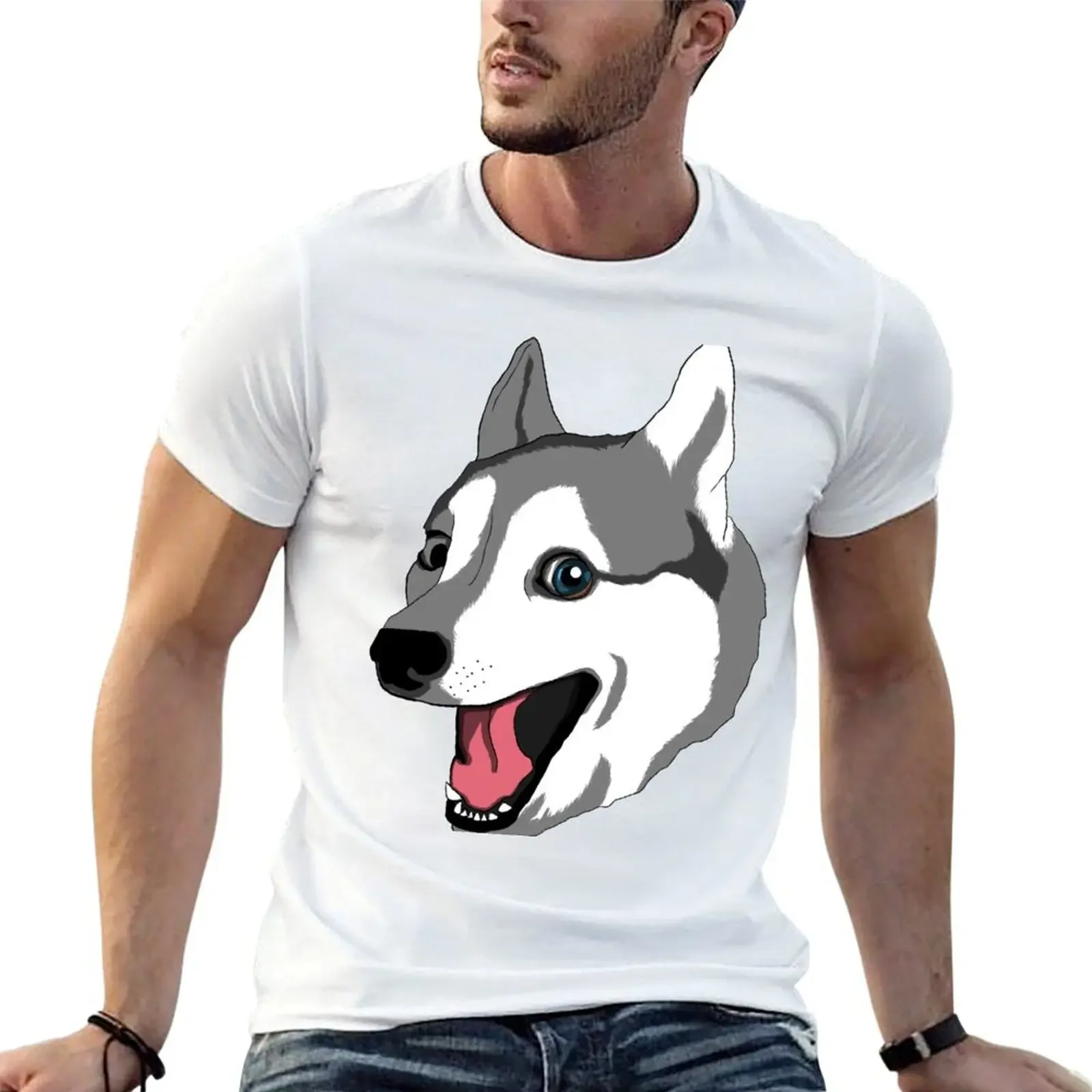 

Happy Husky T-Shirt graphic shirts anime tshirt plus sizes oversized t shirts for men