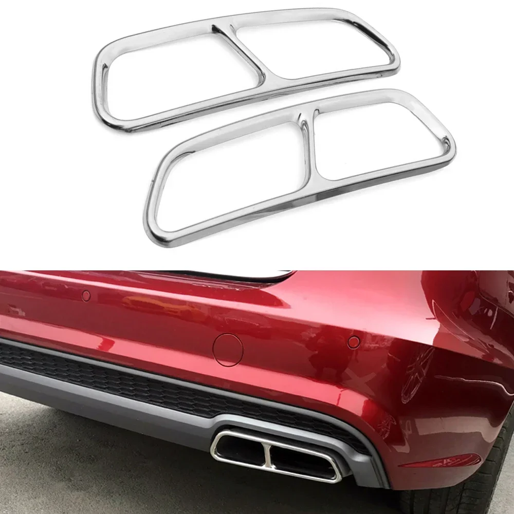 

2pcs Stainless Steel Rear Exhaust Muffler Tail Pipe Cover For Audi A6 A7 C7 2016 2017 2018 Decoration Rear Cover Black Silver