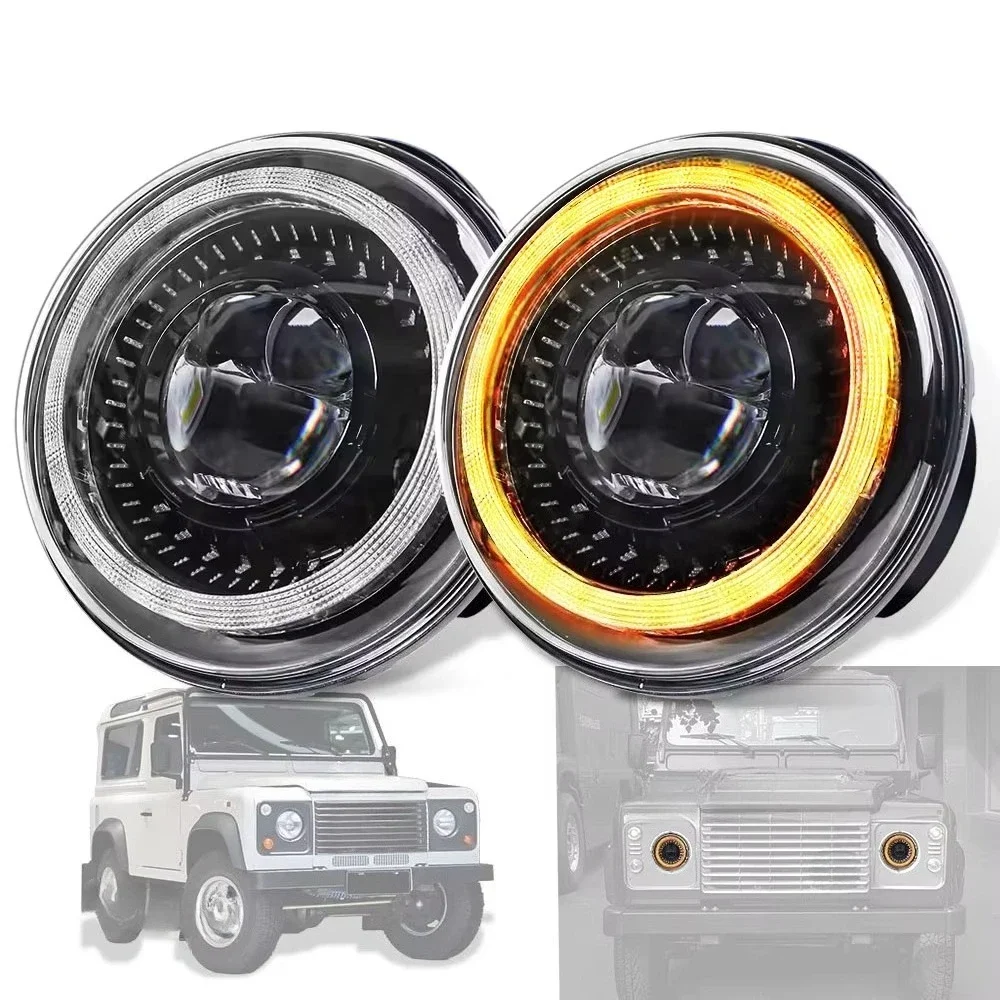 New 1000% Bright Anti-glare 7 Inch Led Headlights Round Compatible For Land Rover Defender