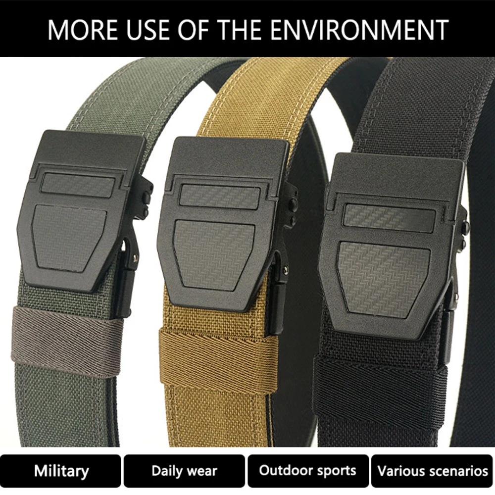 TUSHI Hard Gun Belt for Men and Women Alloy Automatic Buckle Tactical Outdoor Tactical Belt 1100D Nylon IPSC Military Belt Male