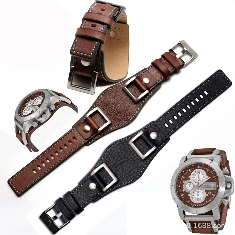 24mm nuevo diseño para fósil JR1401 JR1156 JR1157 lujosa correa de cuero genuino bandeja gato correa de reloj para hombres cinturón con hebilla de acero