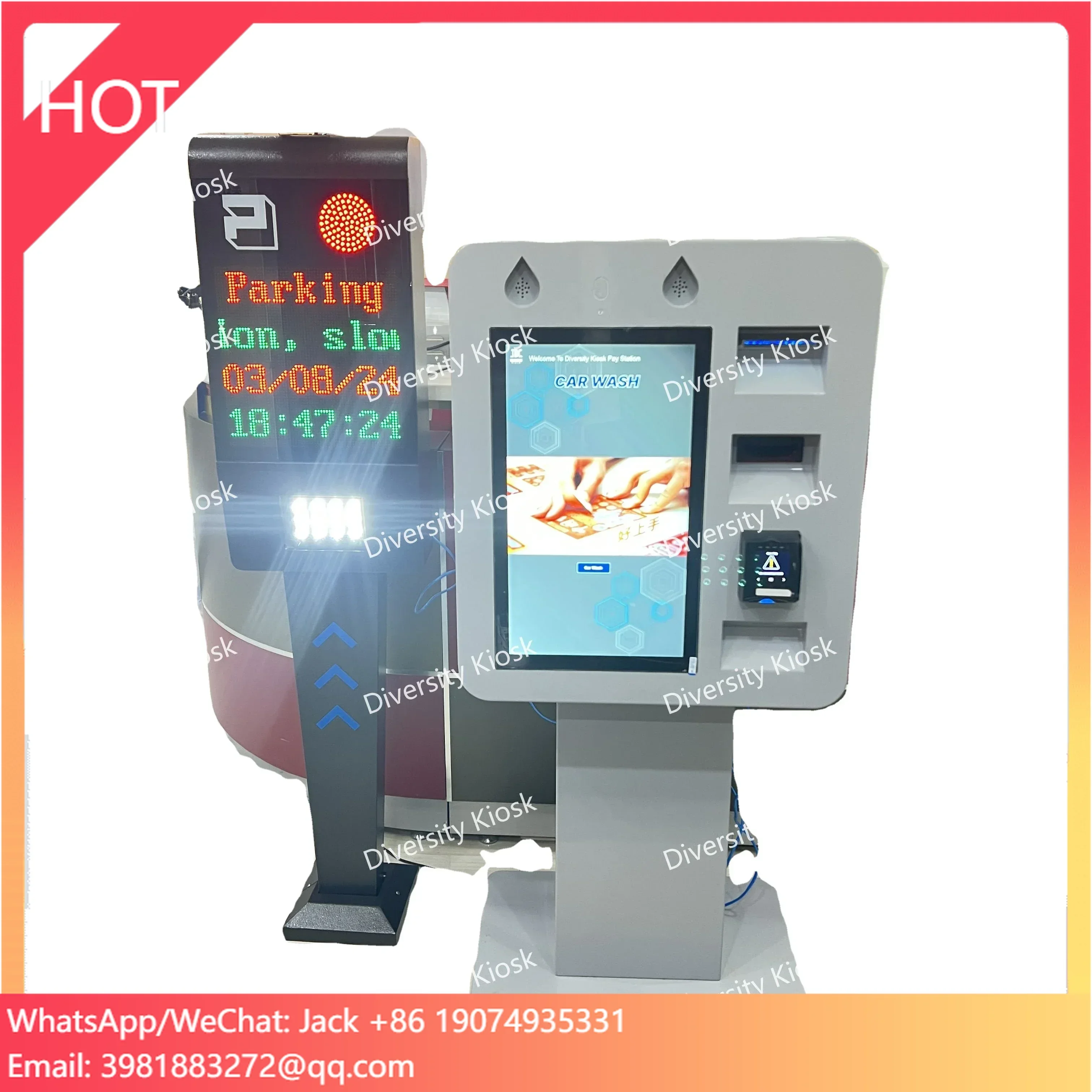 Payment Terminal Banknotes Coins Receive Give Change Circularly Receipt Print Car Wash And Parking Self Service Kiosk