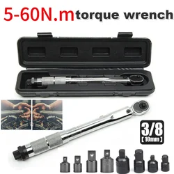 5-60N.m Adjustable Torque Wrench Professional Square Drive Reversible Ratchet 3/8'' Drive Spanner Hand Tool For Car Motorbike