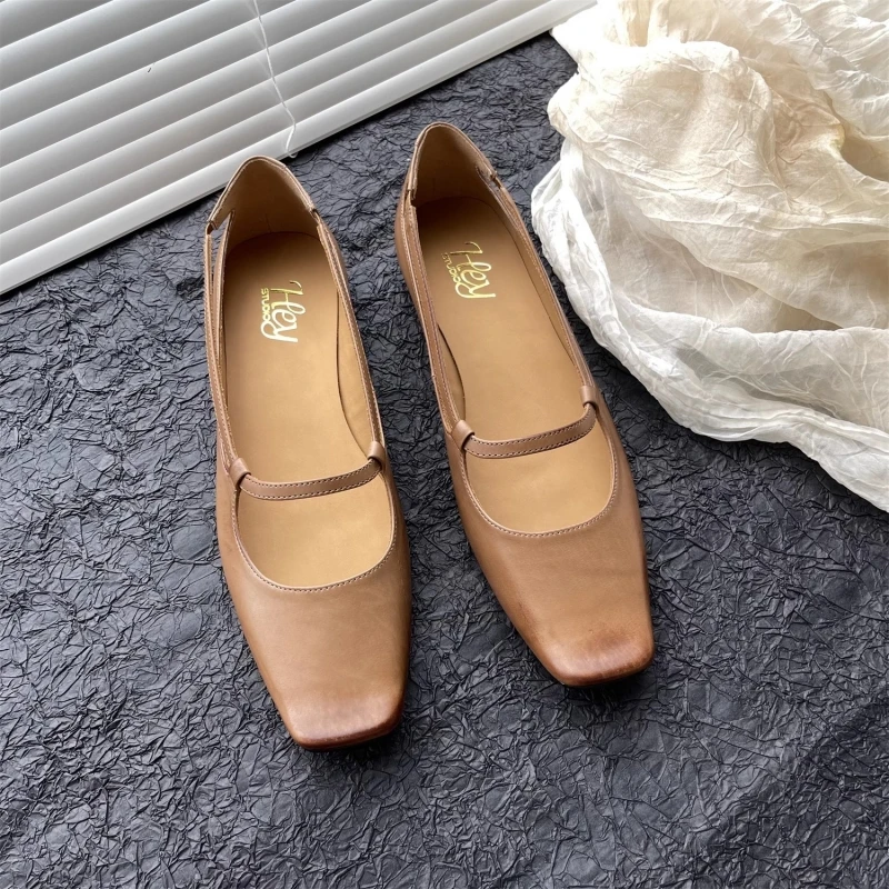 Retro Flat Shoes Simplicity Mary Jane Women Shoes 2024 Trends Brown Black Silver Mom Shoes Comfort Flats Luxury Office commuting