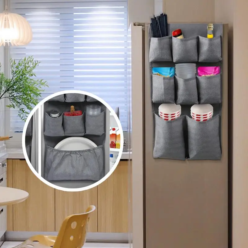 Over The Fridge Storage Organizer Dorm Refrigerator Storage Bag Fridge Caddy Organizer With 15 Pockets Fridge Storage Bag