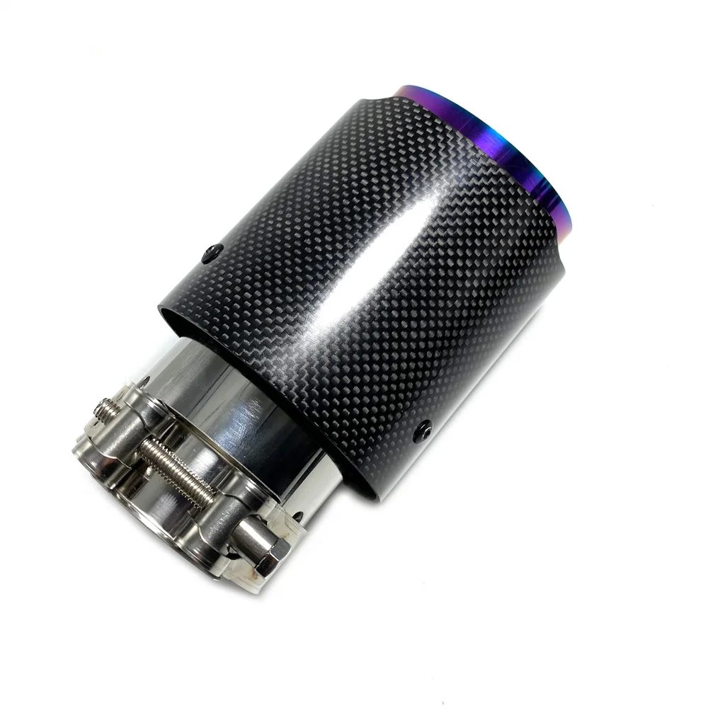 1PC REMUS Car Exhaust tip Purple Pipe Glossy Carbon Fiber Plain Muffler Pipe Automobile Parts Exhaust Pipe Modification