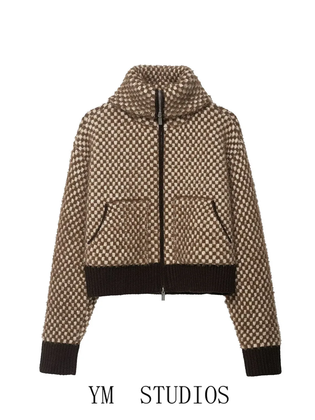 

Women's High Collar Zipper Plu Knitted ort Cardigan American Sle Spicy Girl Faion Autumn Winter Commute Sle Che P...