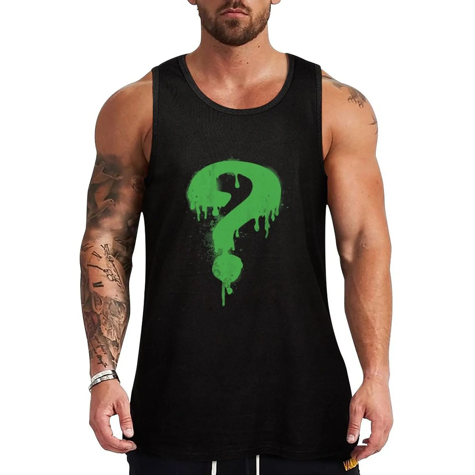 riddler question mark Tank Top gym shirt men t-shirts for men Short sleeve