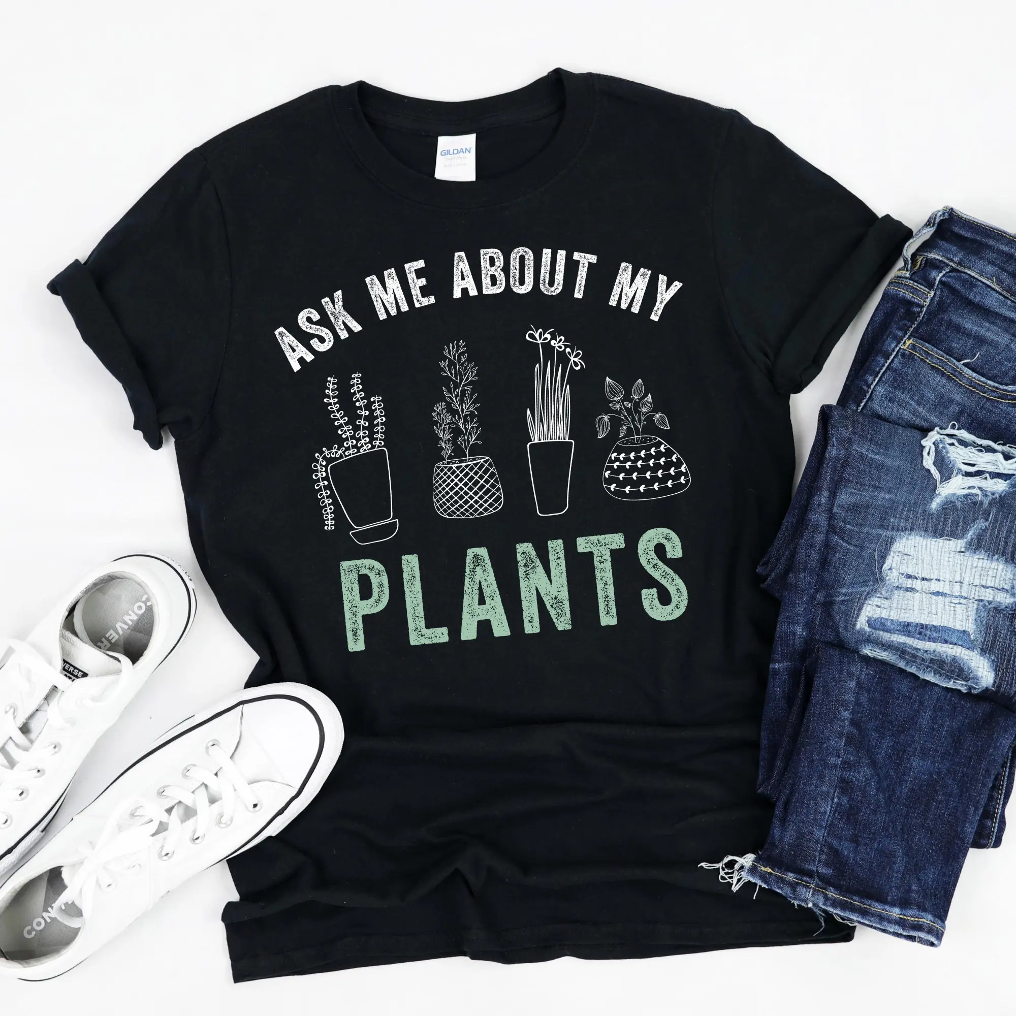 Ask Me About My Plants T Shirt Plant Lover For Mom Tee Funny Gift