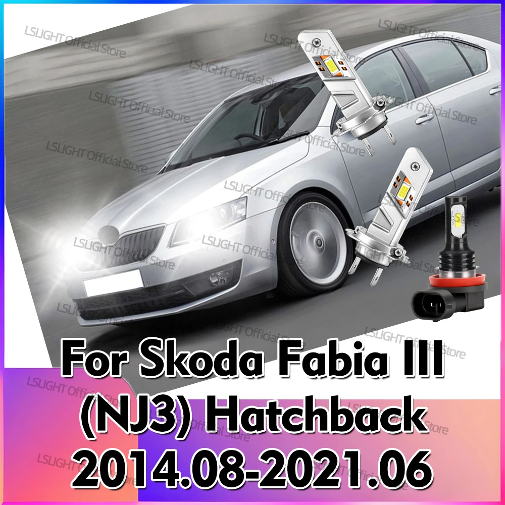 2/6x LED Headlights 30000LM Head Lamps White 6000K Fog Bulbs For Skoda Fabia 3 III (NJ3) Hatchback 2015 2016 2017 2018 2019 2020