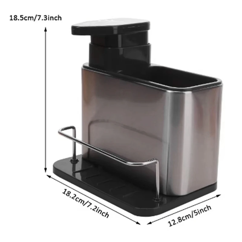 3In1 Keuken Zeepdispenser Spons Houder Afwasmiddel Dispenser Rvs Gootsteen Organizer Lade Roestvrij Afdruiprek Rack