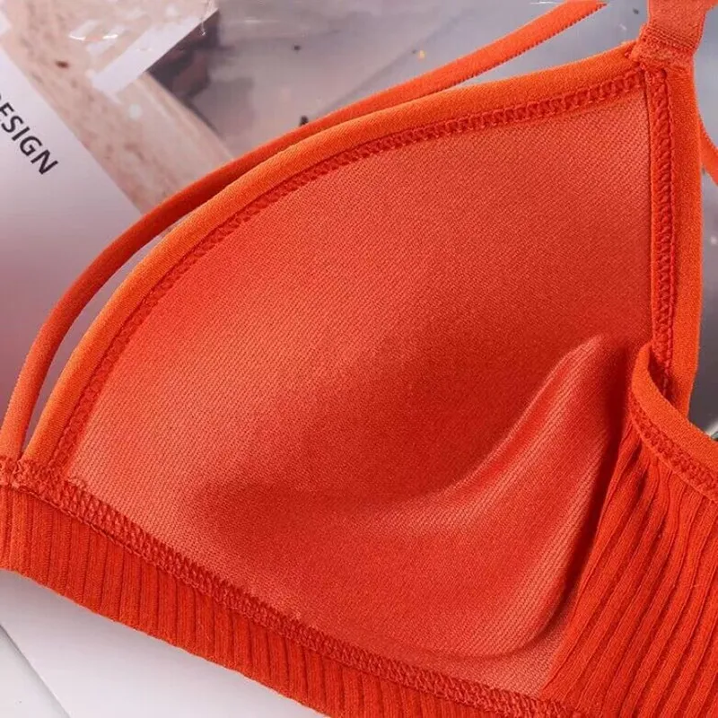 Sexy Women Bra Wire Free Brassiere Push Up Lingerie French Triangle Cup Bra Underwear Thread Top Female Intimates Bralette