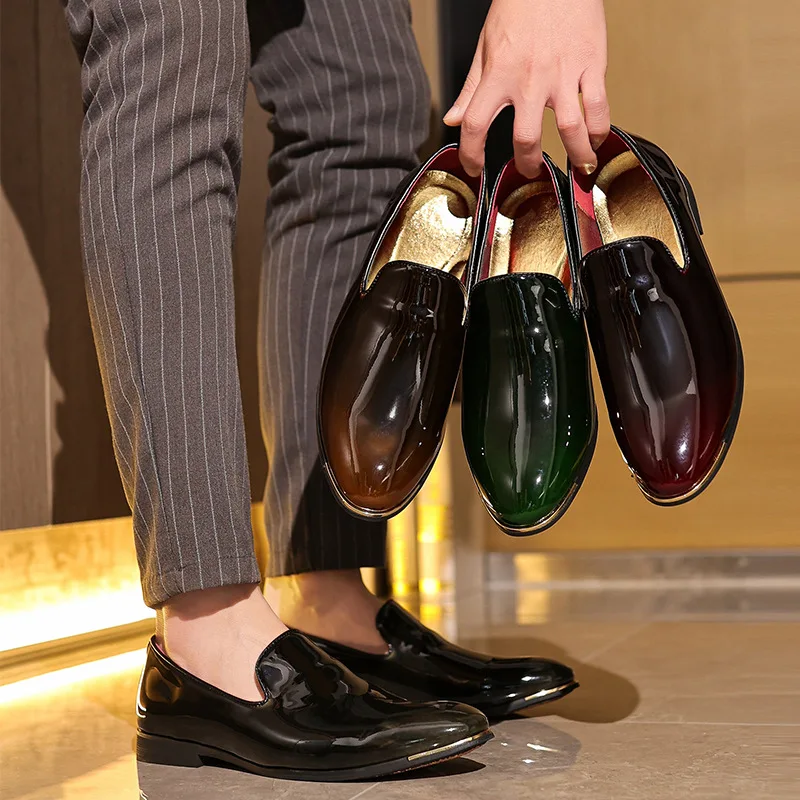 Party Shoes For Men Coiffeur Wedding Shoes Men Elegant Italian Brand Patent Leather Dress Shoes Men Formal Sepatu Slip On Pria